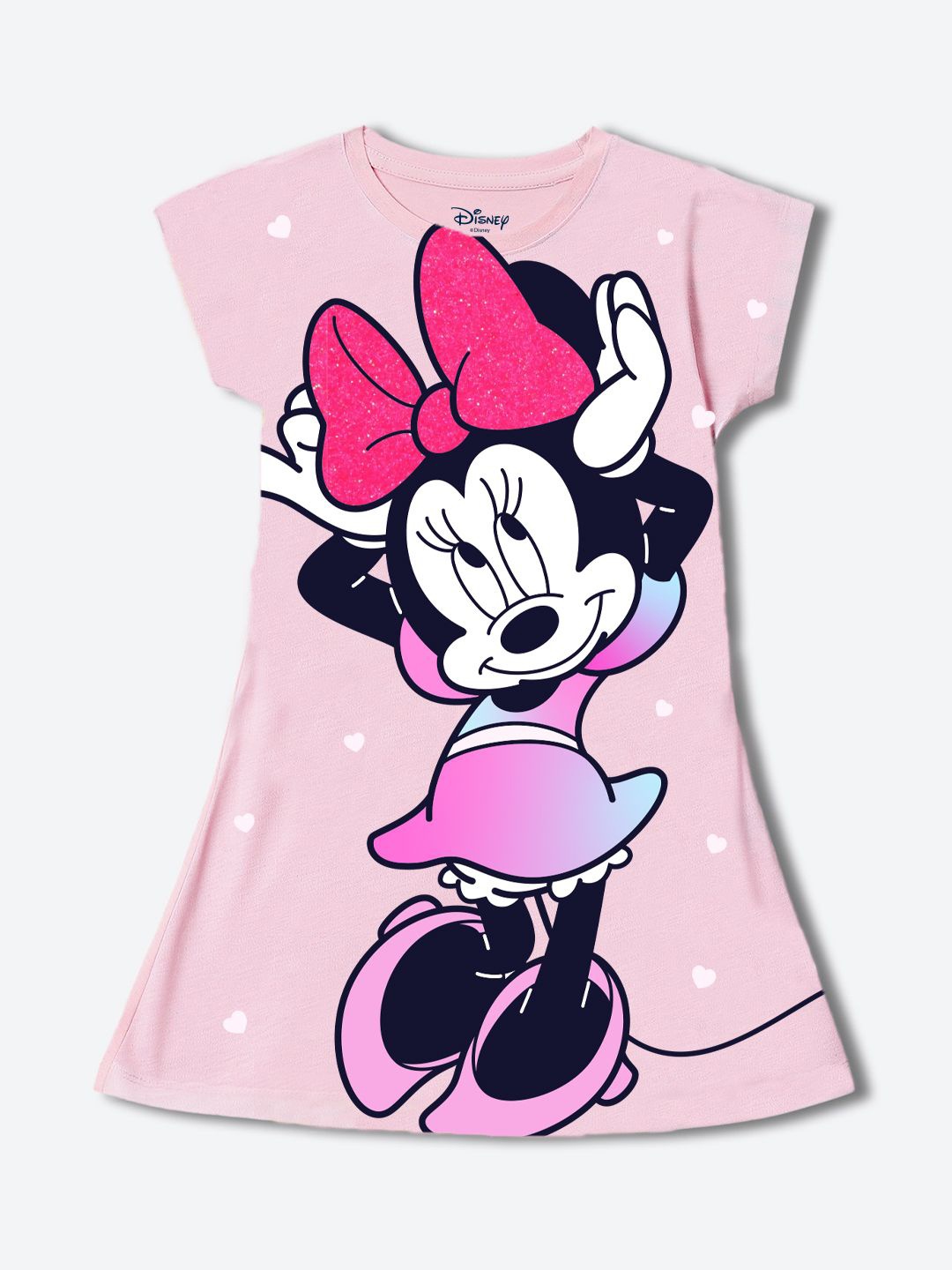 

YK Disney Girl Cartoon Characters Print A-Line Dress, Pink