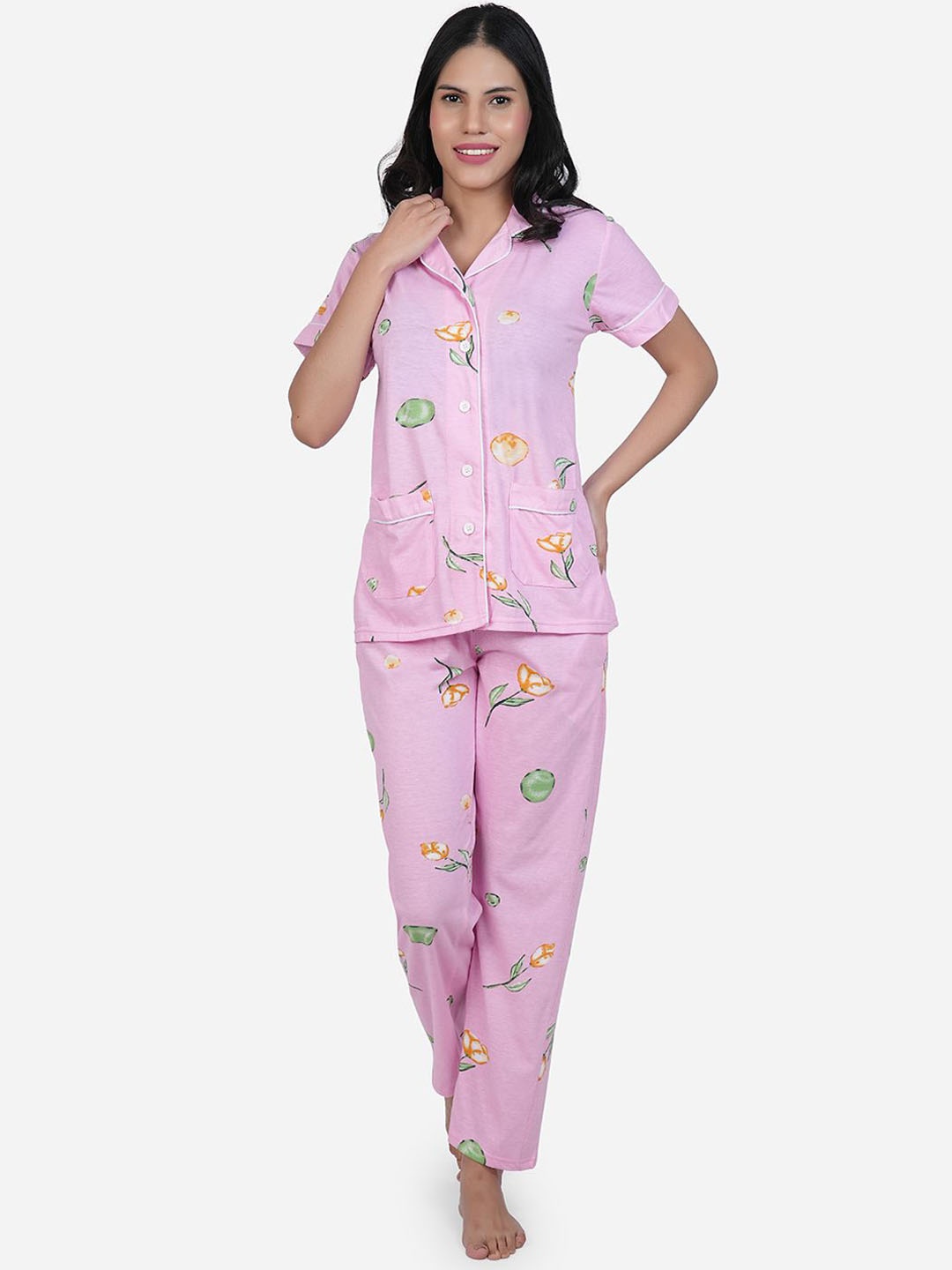 

SHYAM SONS FLAIR Women Printed Night suit, Pink