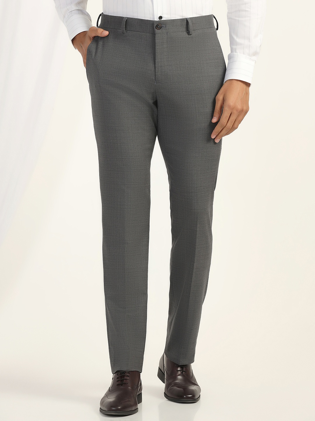 

Blackberrys Men Slim Fit Formal Trousers, Grey