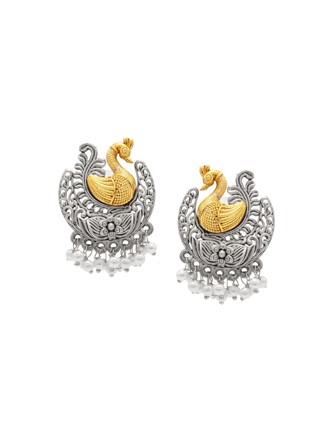 

Shining Jewel - By Shivansh Gold-Plated Pearls Beaded Contemporary Drop Earrings