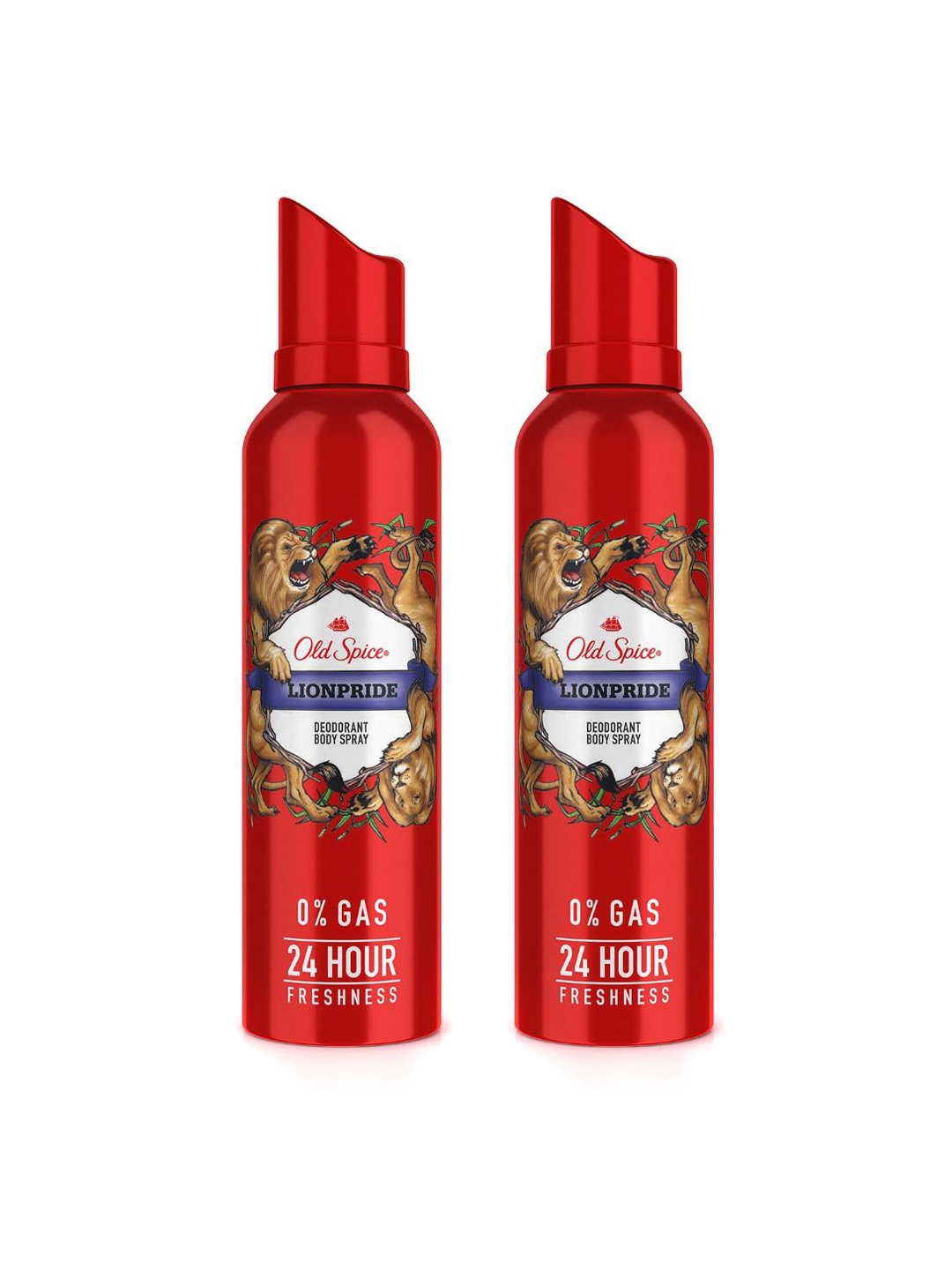 

Old Spice Men Set of 2 Lionpride 0% Gas 24 Hour Freshness Deodorant Spray - 140 ml each, Red