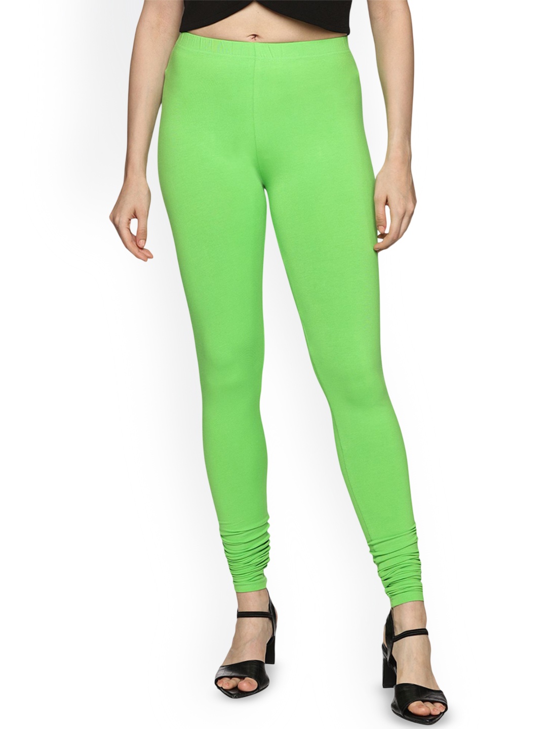 

Coppersmith Women Solid Churidar Length Leggings, Green