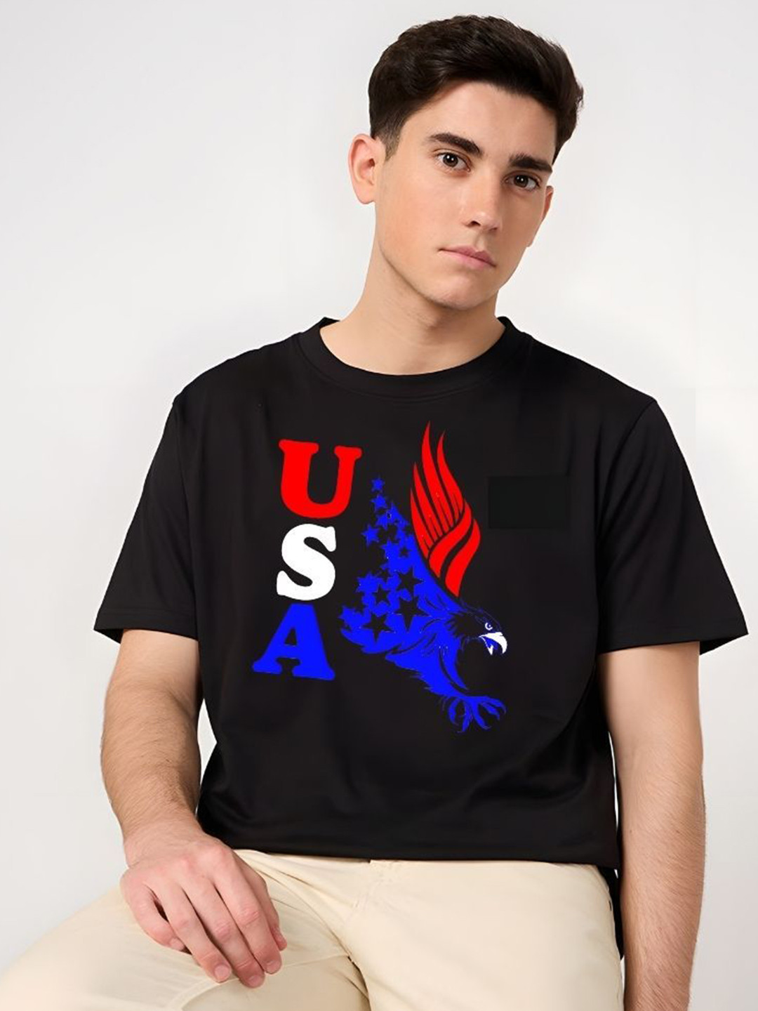 

Moda Rapido Men Drop-Shoulder Sleeves T-shirt, Black