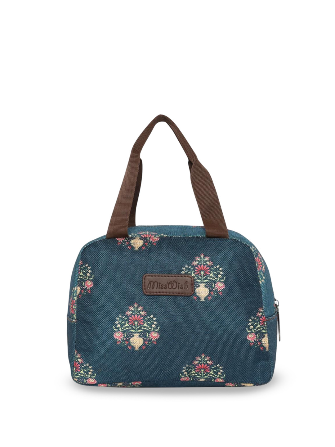 

Misswish Women Floral Printed Structured Handheld Bag, Blue