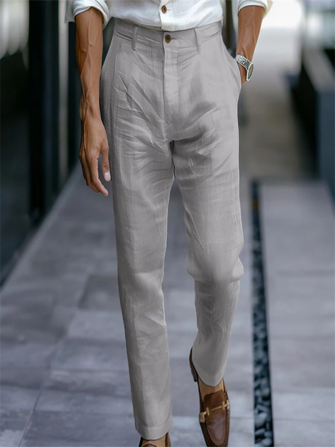

StyleCast x Revolte Men Easy Wash Pleated Trousers, Grey