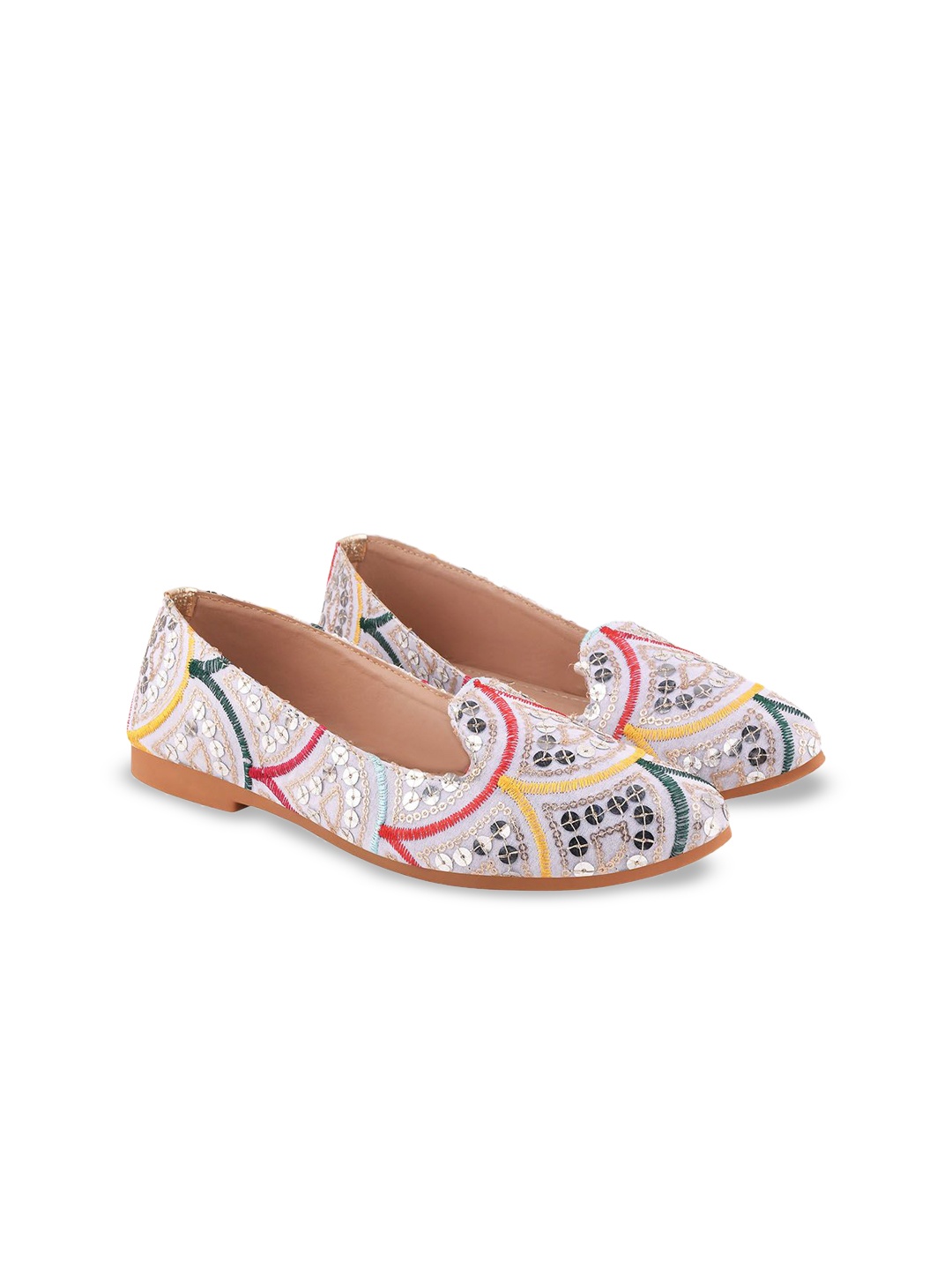 

Shoetopia Girls Embellished Ethnic Ballerinas Flats, Silver