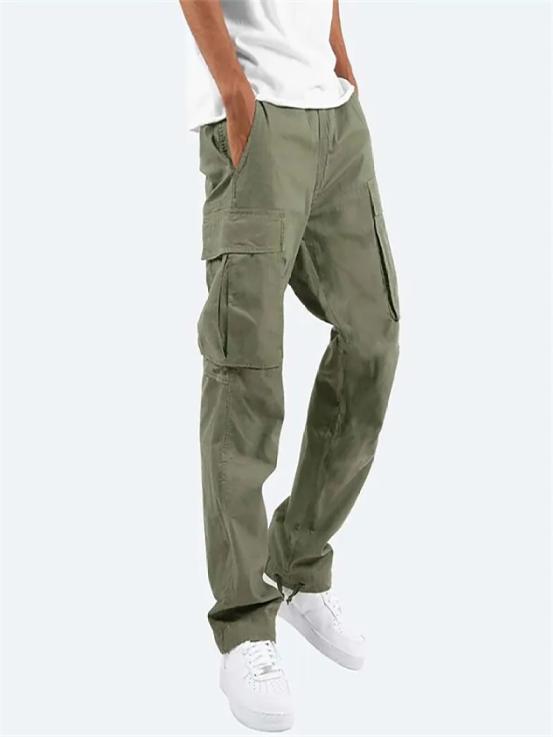 

StyleCast x Revolte Men Easy Wash Mid-Rise Cargo Trousers, Green