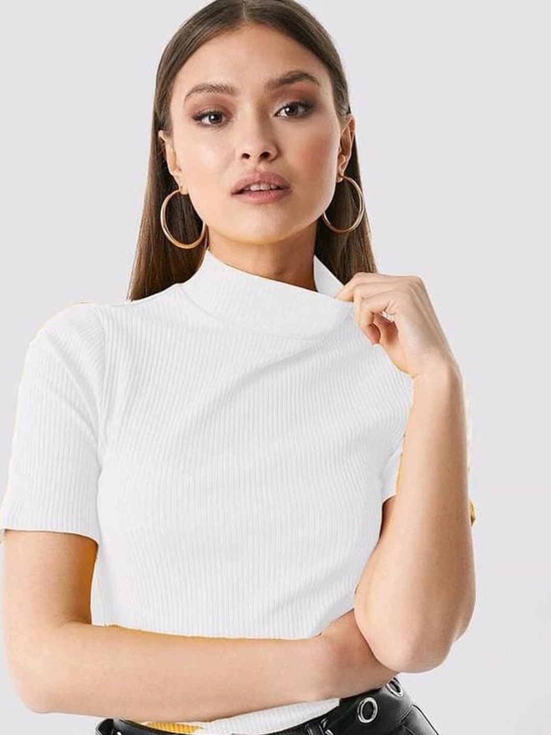 

KASHIAN Ribbed Crop Top, White