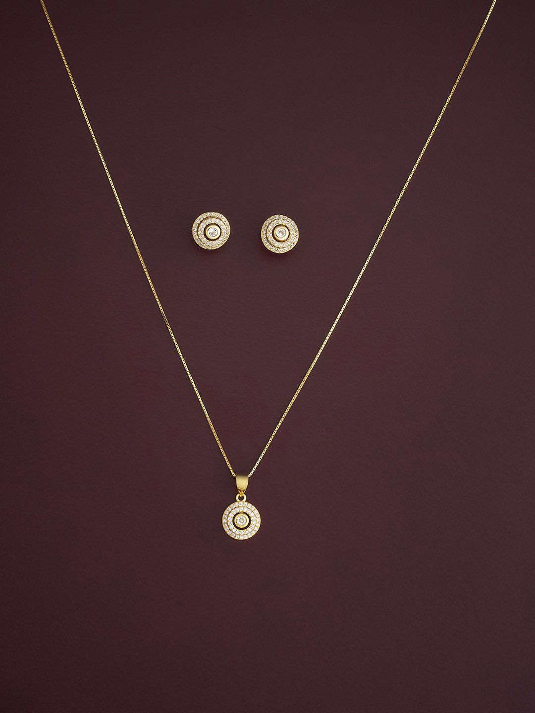 

Kushal's Fashion Jewellery Gold-Plated Cubic Zirconia-Studded Necklace & Earrings