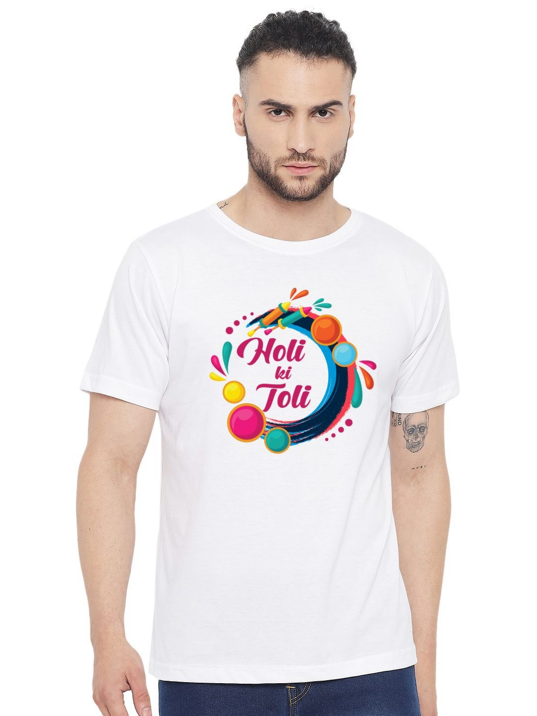 

FFLIRTYGO Men Graphic Printed Round Neck Cotton T-shirt, White