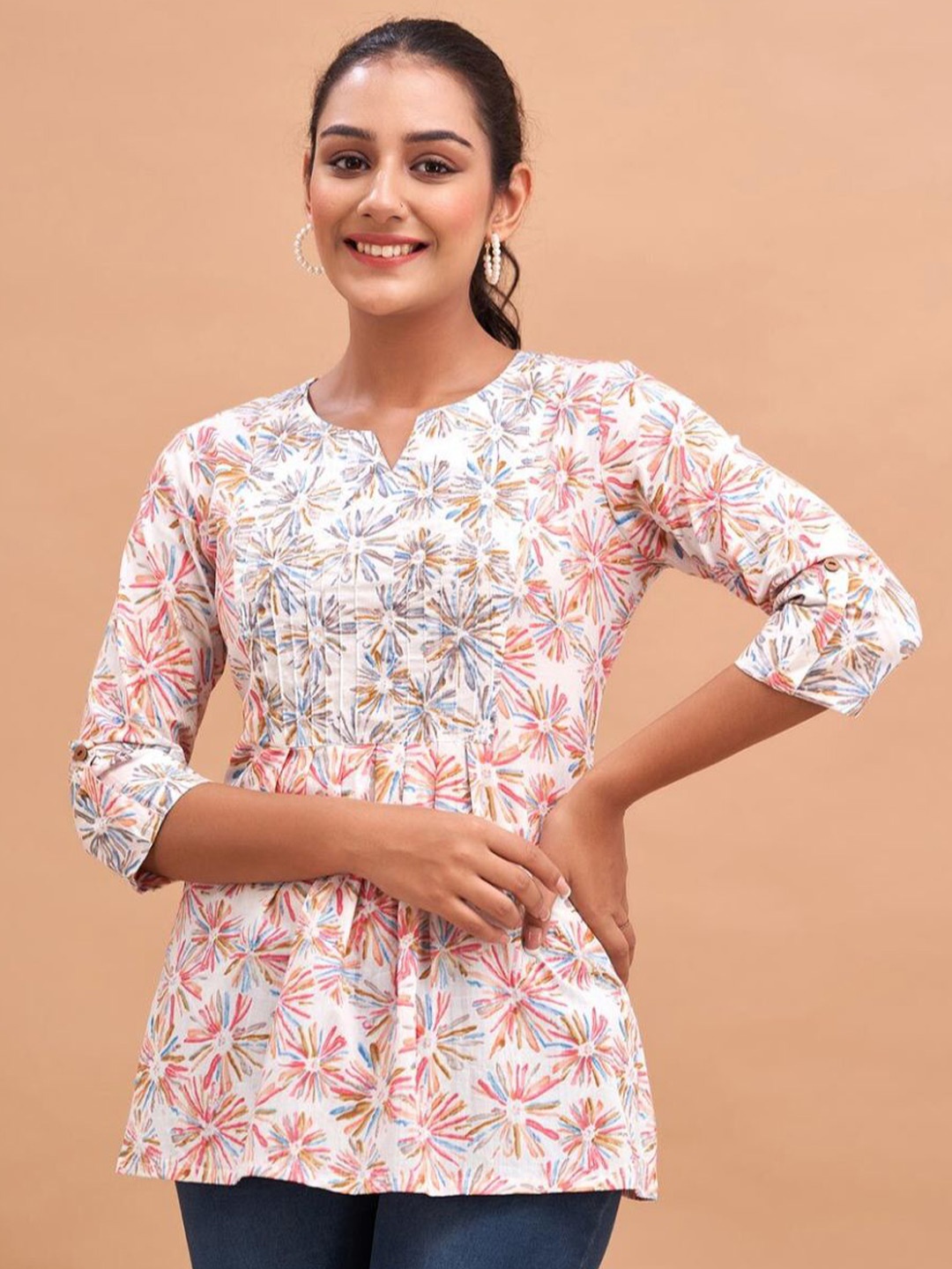 

Rangun Floral Print Top, Pink