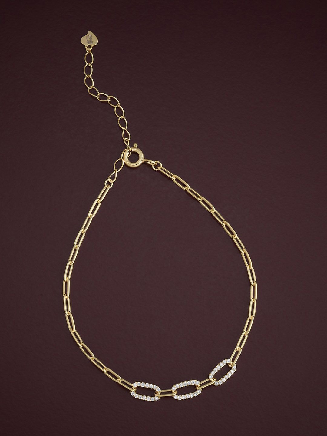 

Kushal's Fashion Jewellery 92.5 Sterling Silver Gold-Plated CZ Link Bracelet