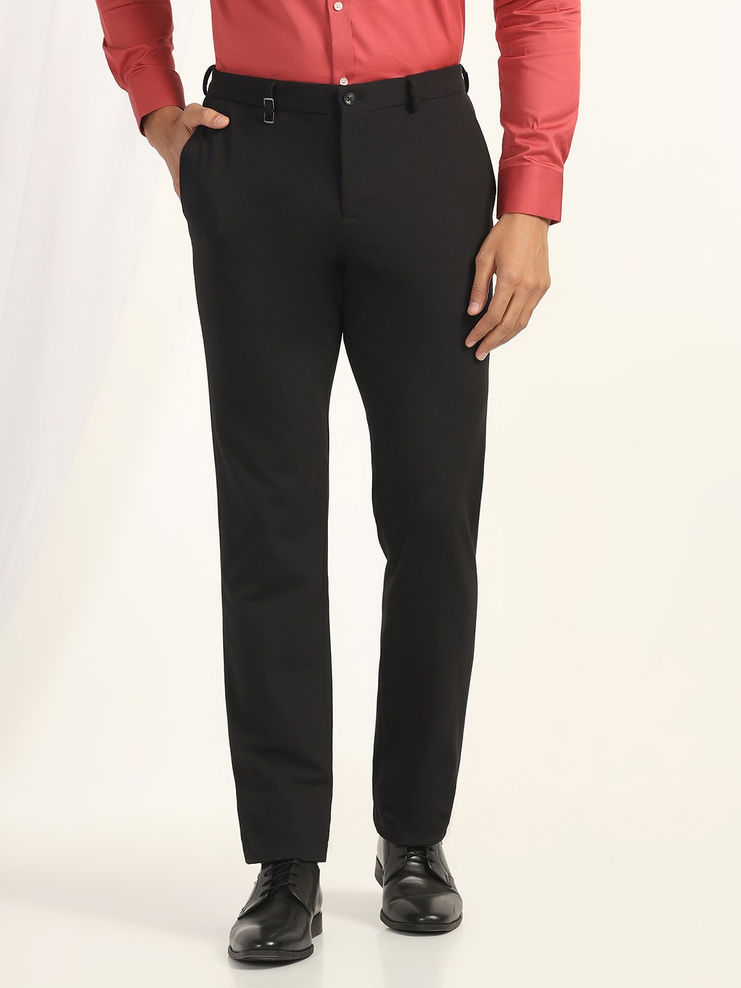 

Blackberrys Men Slim Fit Mid-Rise Formal Trousers, Black