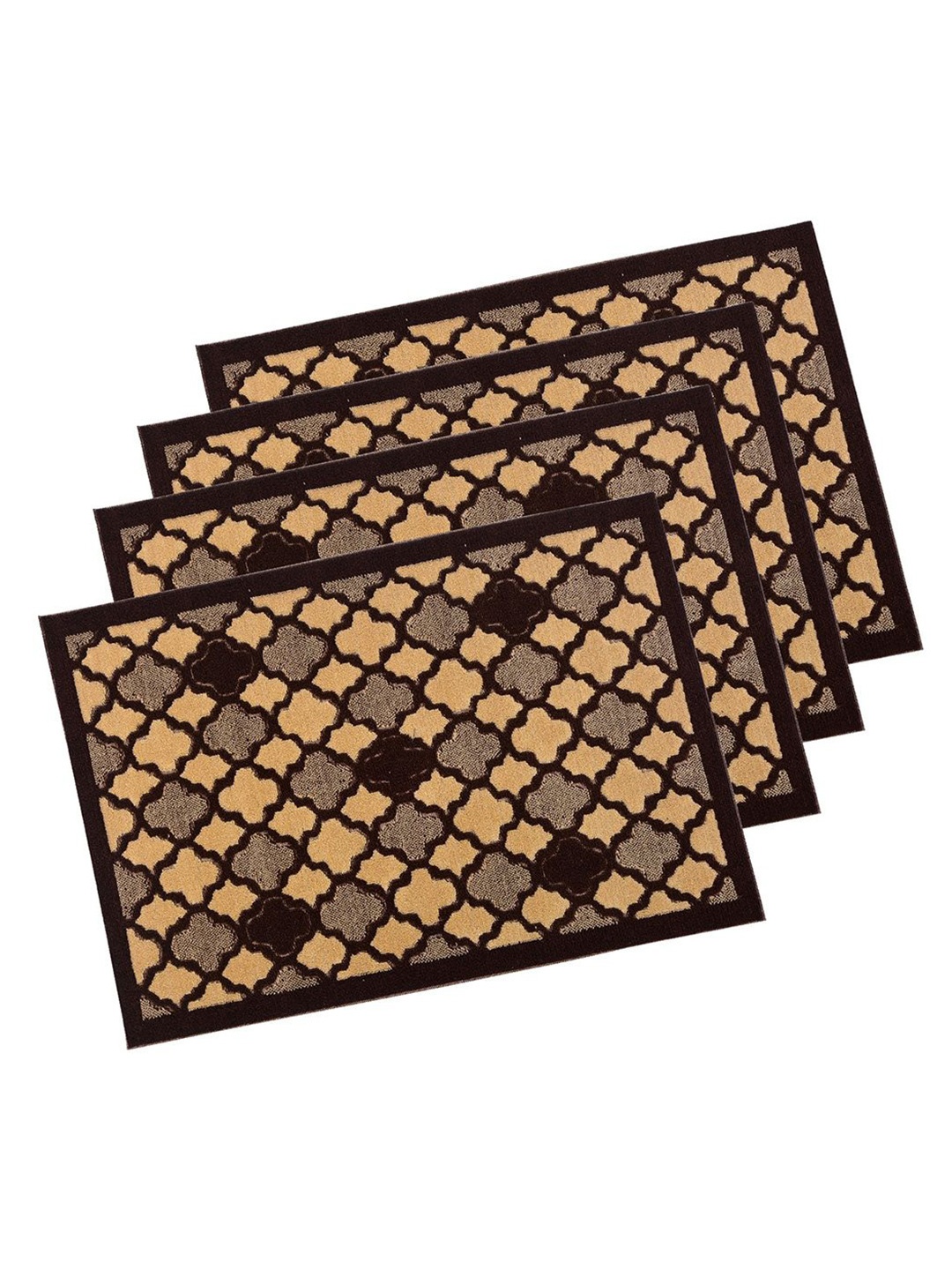 

Kuber Industries Brown & Beige 4 Pieces Jacquard Rectangular Anti-Skid Doormats