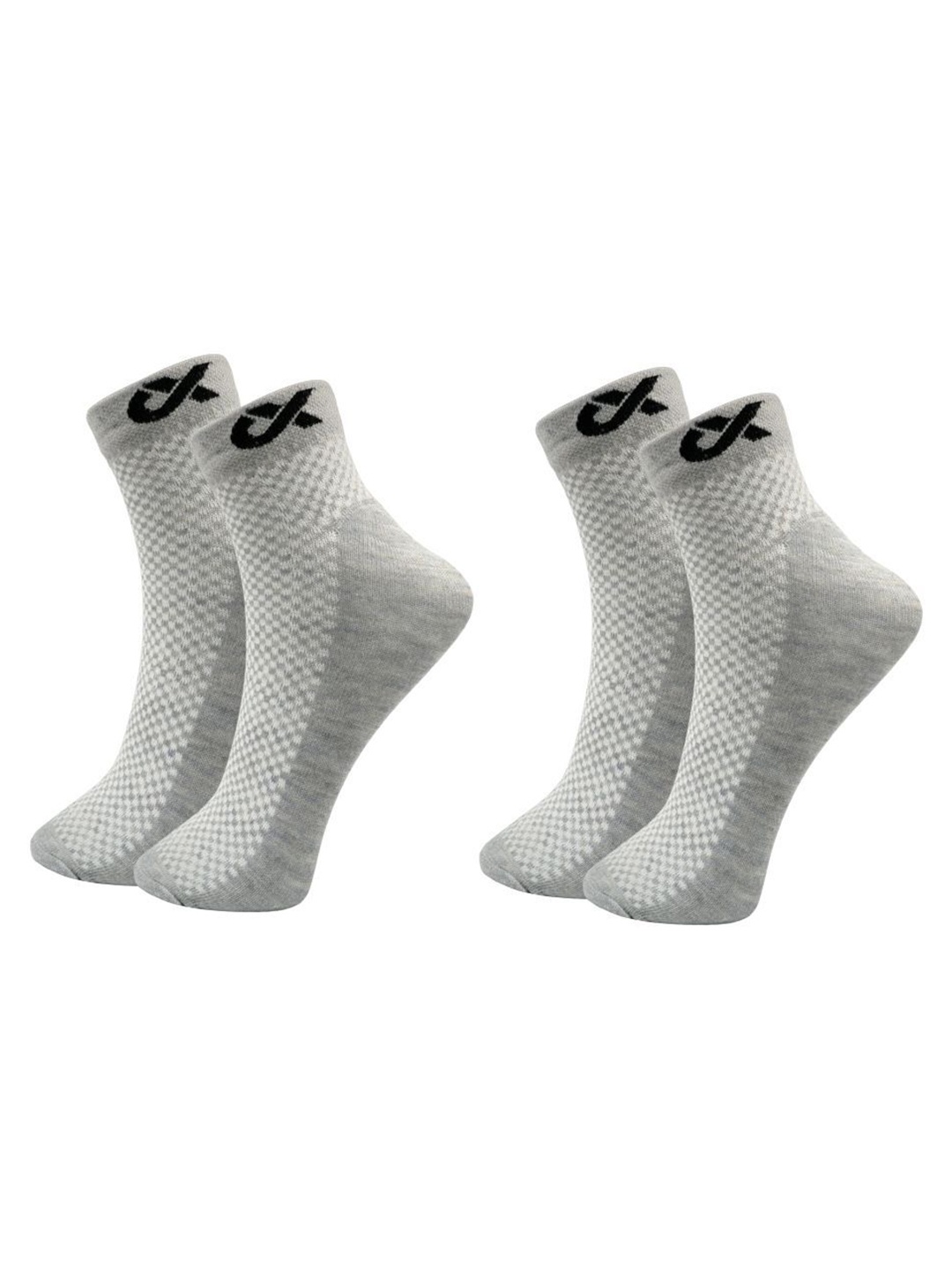 

Xjarvis Pack Of 2 Checked Ankle-Length Socks, Grey