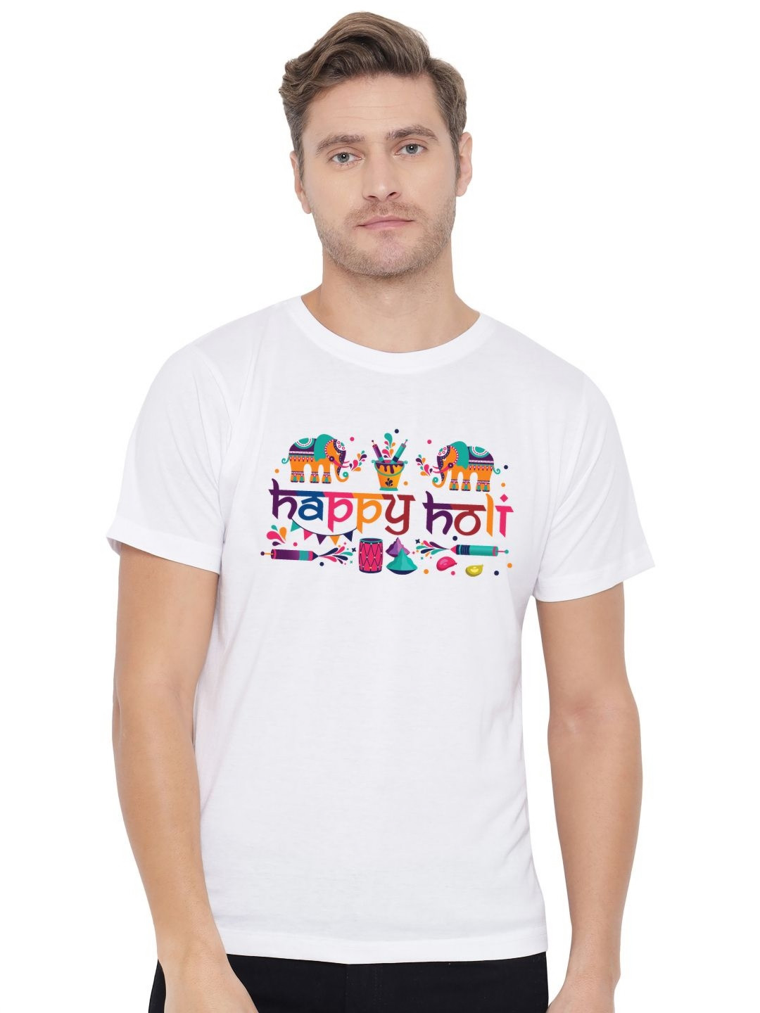 

FFLIRTYGO Men Graphic Printed Round Neck Cotton T-shirt, White
