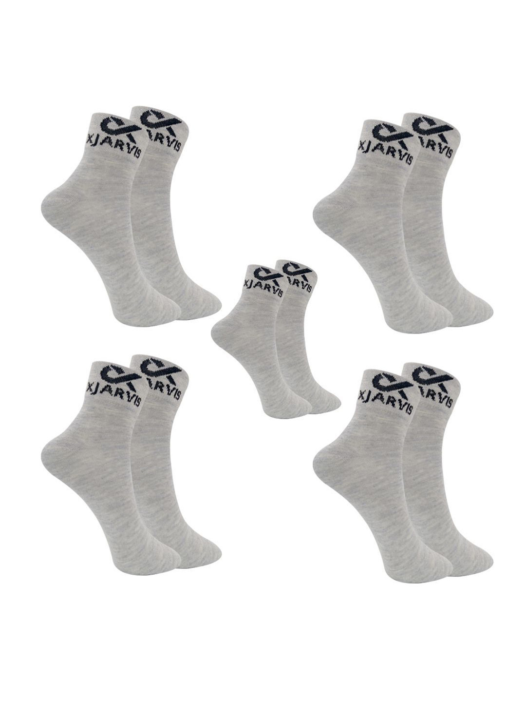 

Xjarvis Unisex Pack Of 5 Ankle-Length Socks, Grey