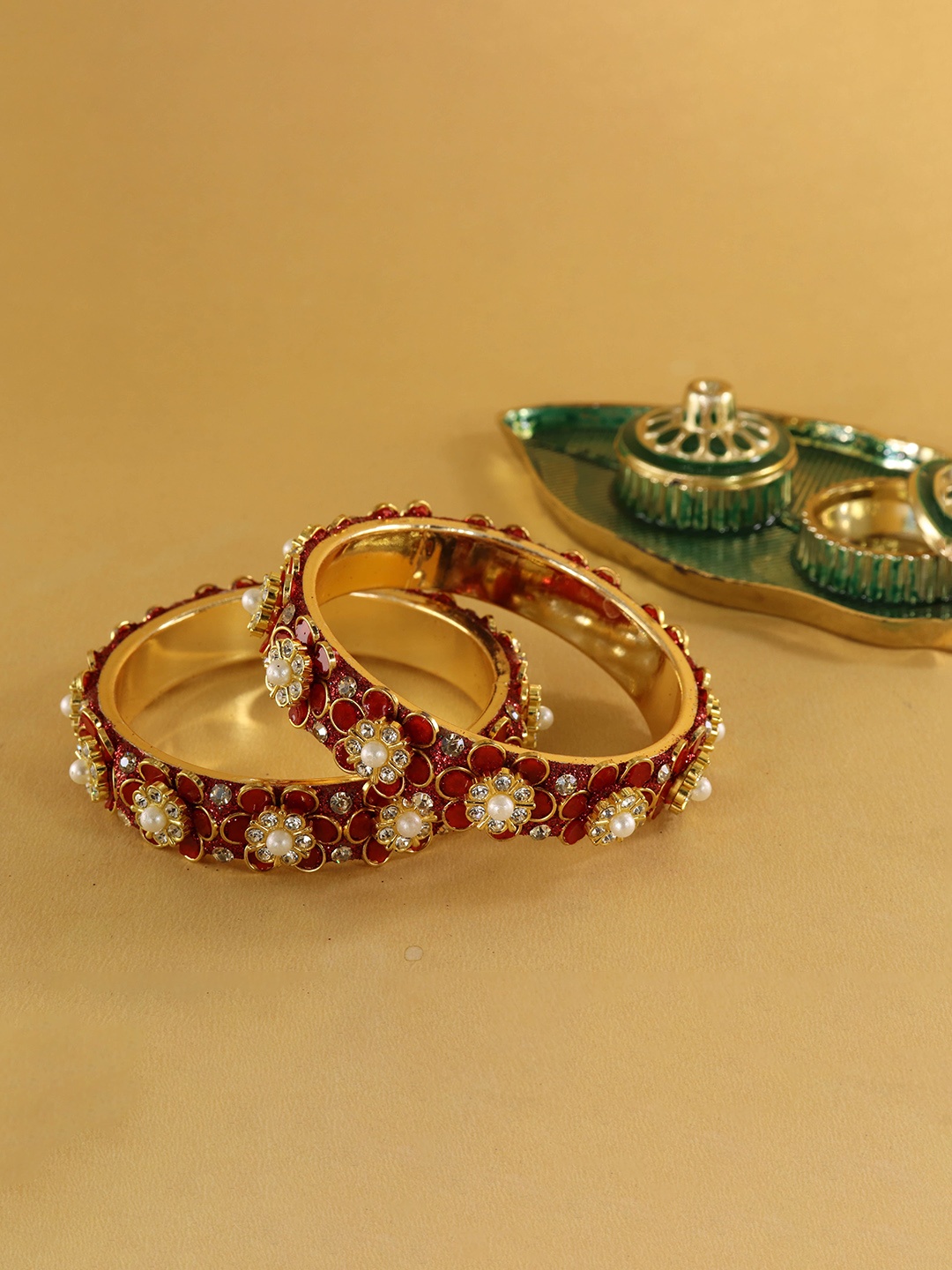 

ZULKA Set Of 2 Cubic Zirconia-Studded Bangles, Gold