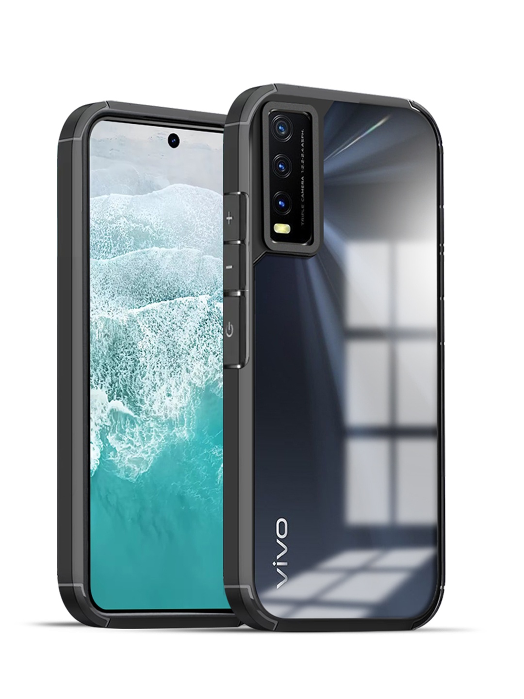 

Karwan Solid Vivo Y50 Shockproof Bumper Back Case, Black