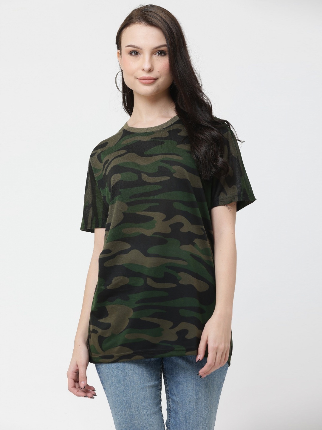 

Leotude Women Tie and Dye Printed T-shirt, Olive