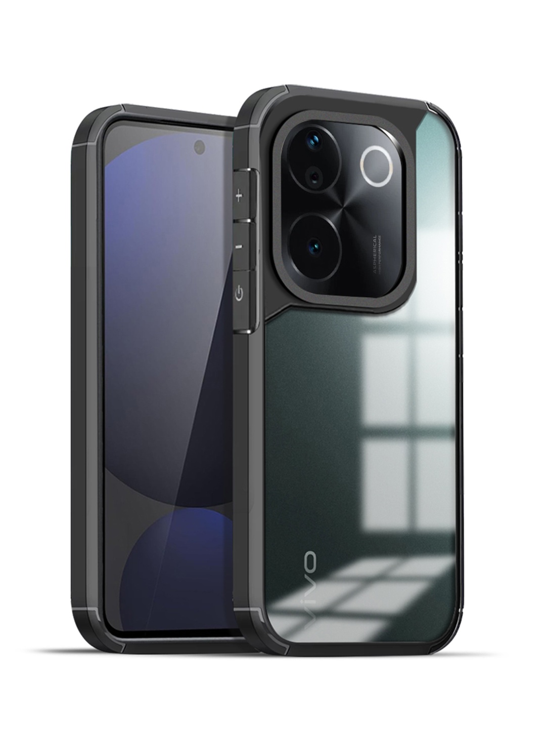 

Karwan Solid Vivo V30E 5G Shockproof Bumper Back Case, Black