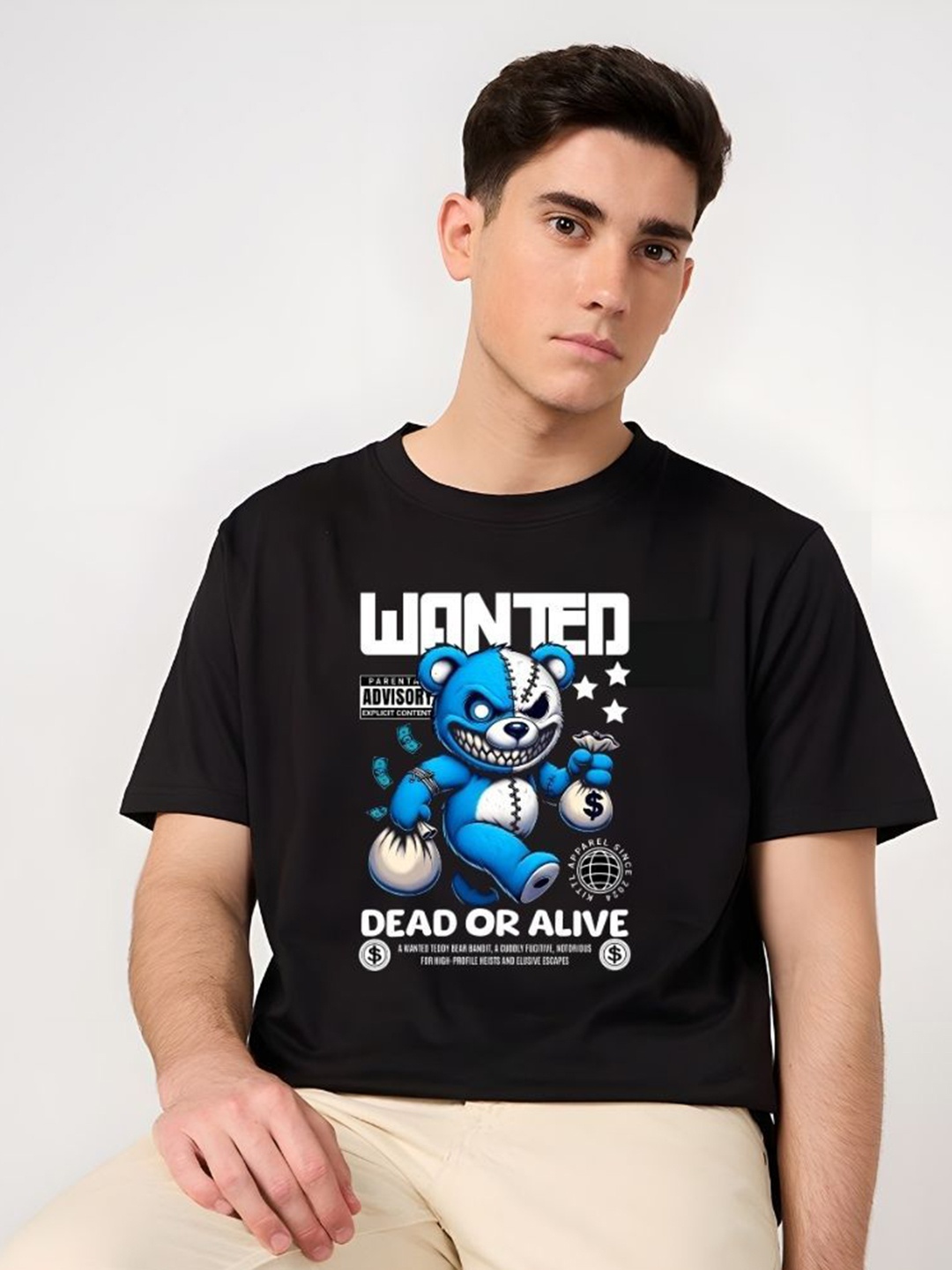 

Moda Rapido Men Graphic Printed Round Neck Cotton T-shirt, Black