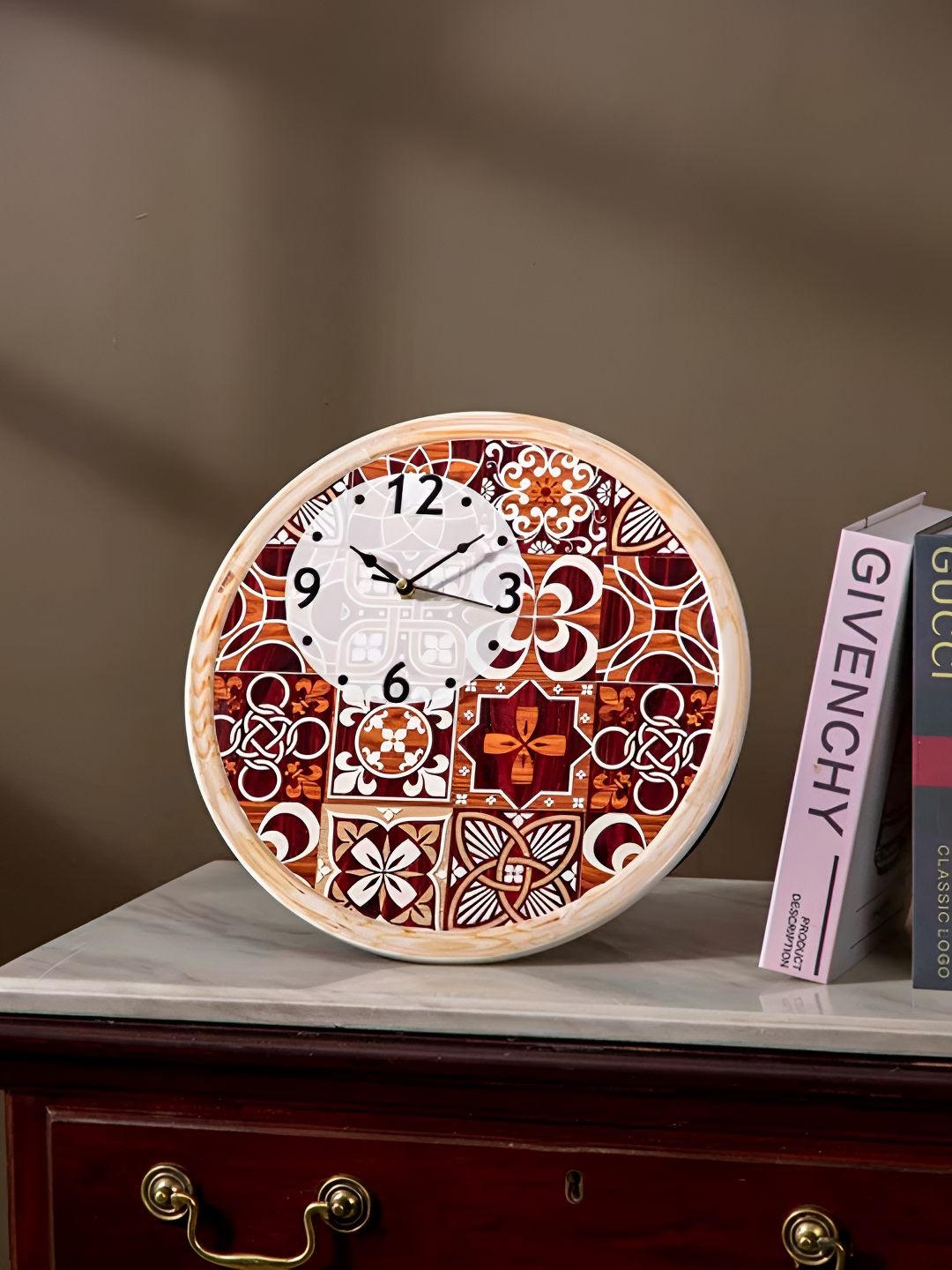 

THEDECORKART Printed Round Shaped Contemporary Wall Clock, Multi