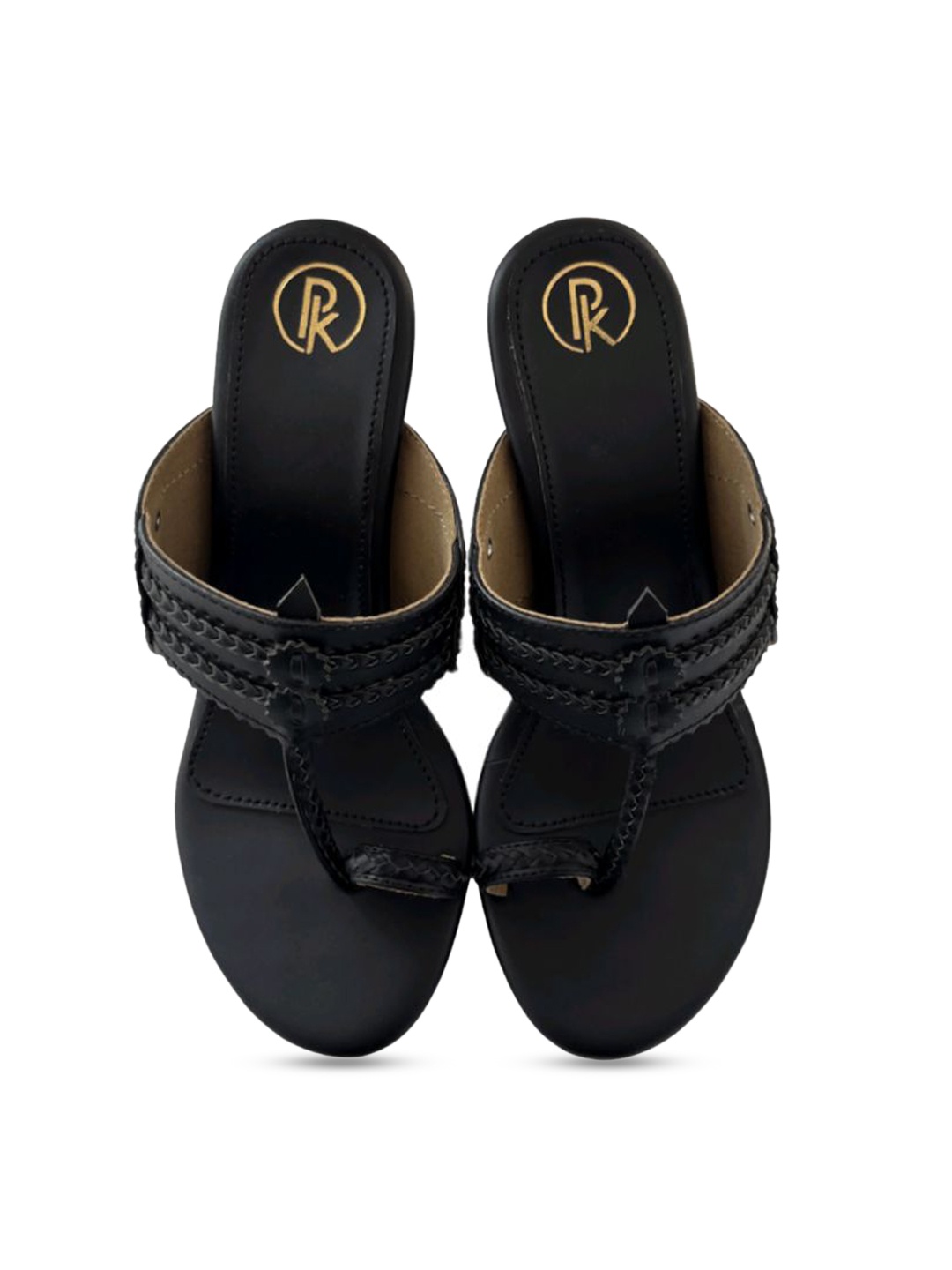 

Preet Kaur Women BLACK PLAIN KOLHAPURI HEELS