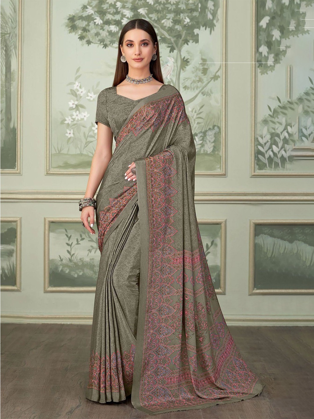

DURGA EMPORIO Ethnic Motifs Saree, Grey