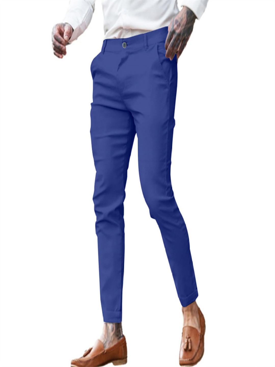 

StyleCast x Revolte Men Slim Fit Easy Wash Mid-Rise Flat-Front Trouser, Blue