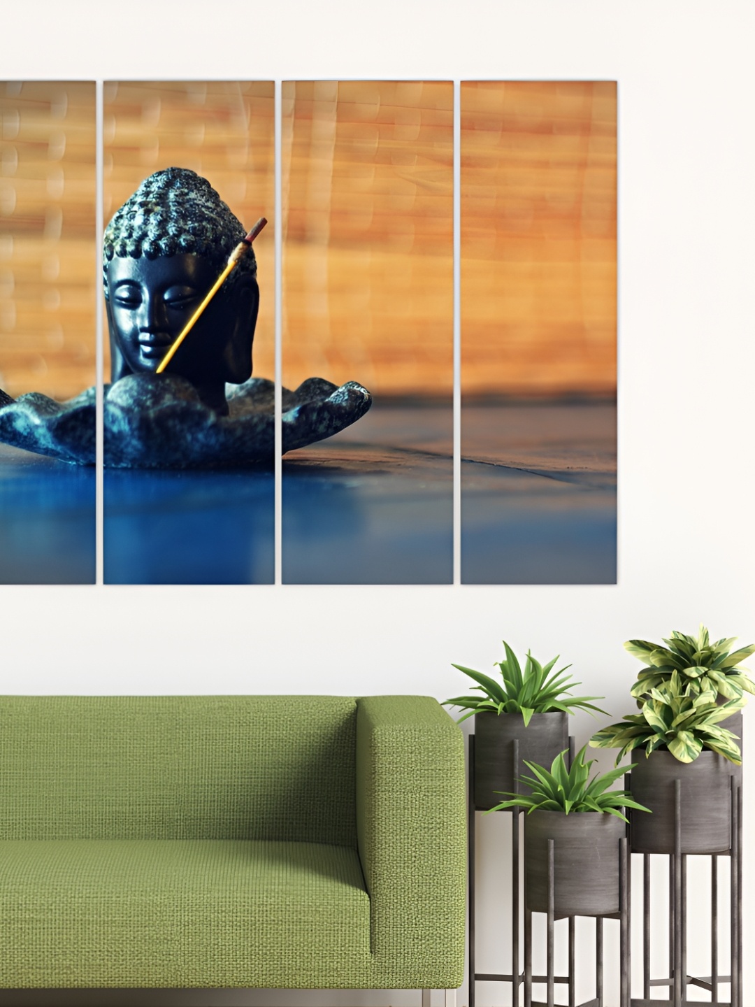 

Inephos Orange & Blue 4 Piece Canvas Religious Wall Paintings