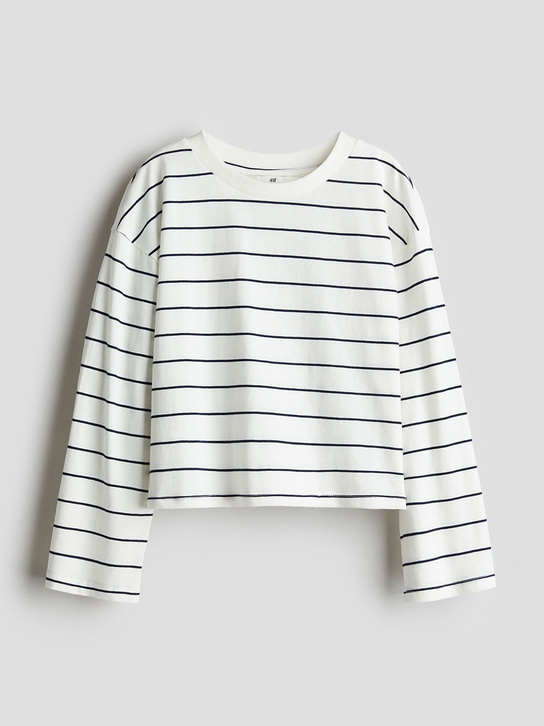 

H&M Long-Sleeved Cotton Jersey Top, White