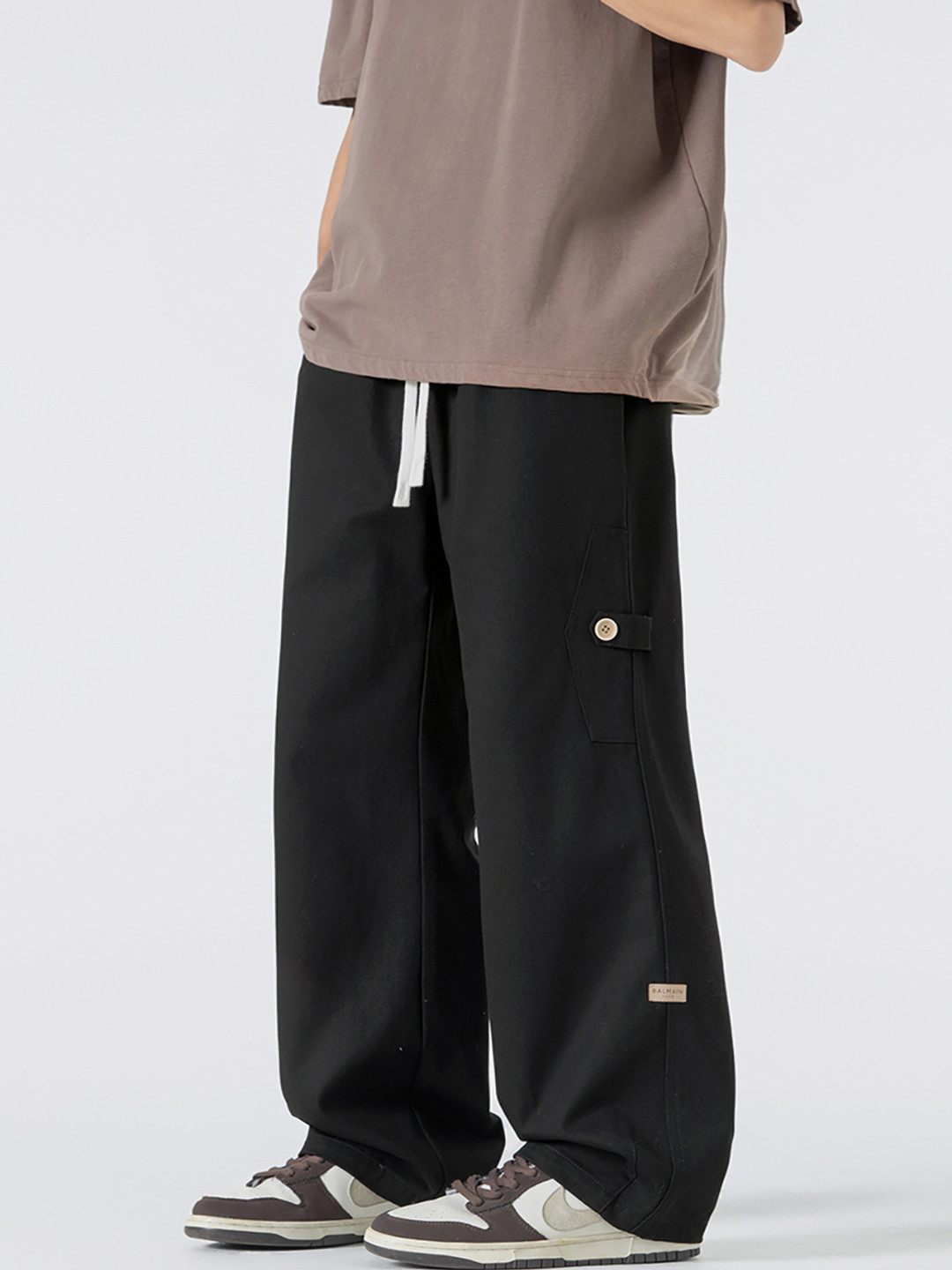 

StyleCast x Revolte Men Loose Fit Easy Wash Pleated Trousers, Black