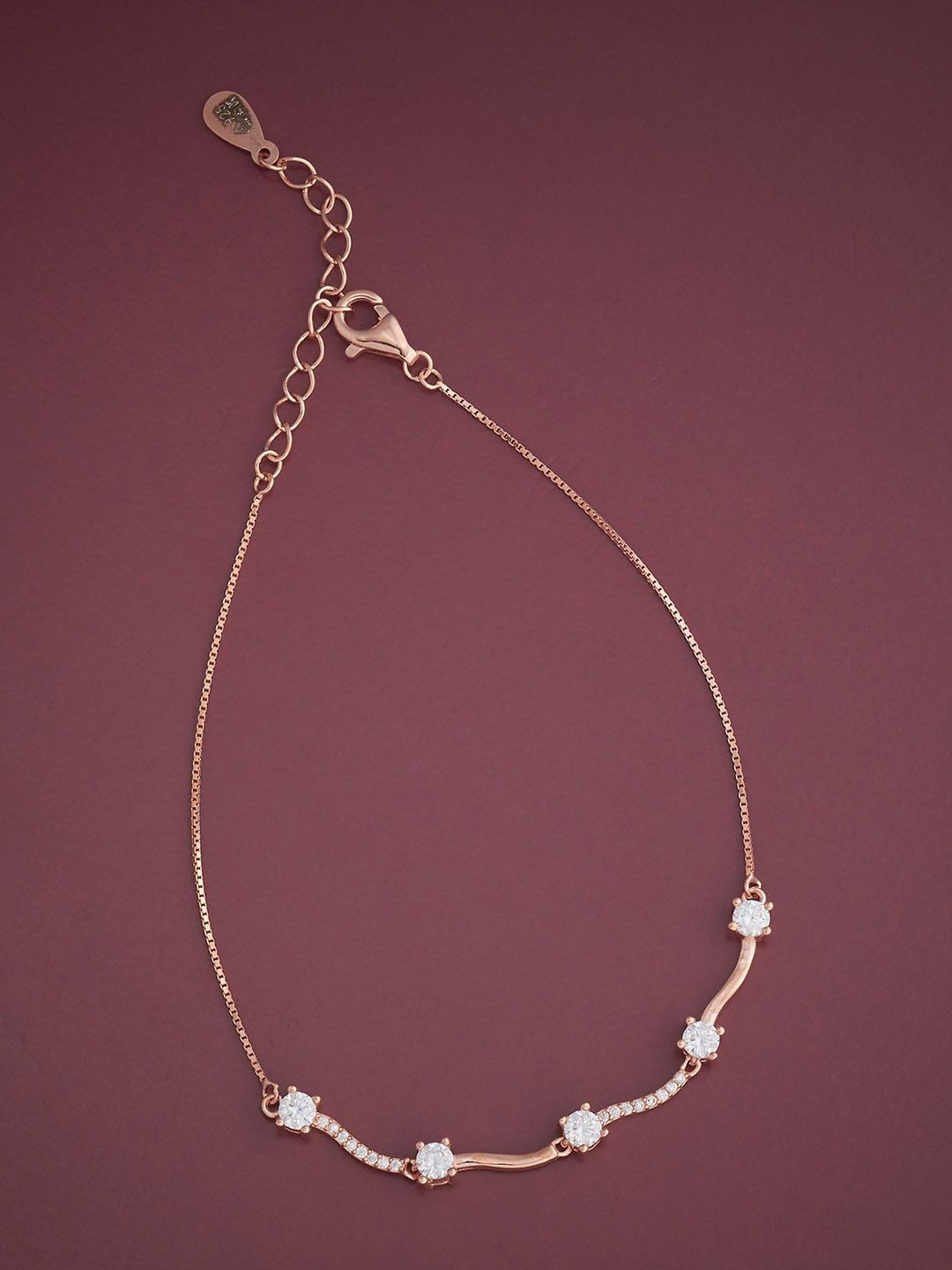 

Kushal's Fashion Jewellery Women 92.5 Sterling Silver Rose Gold-Plated CZ Link Bracelet