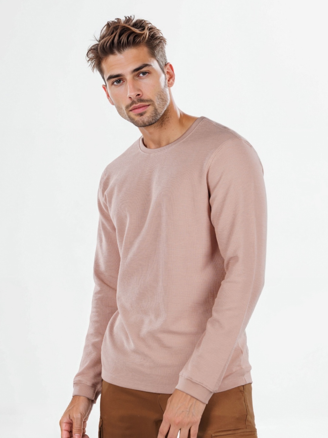 

Celio Men Self Design Round Neck Cotton T-shirt, Pink