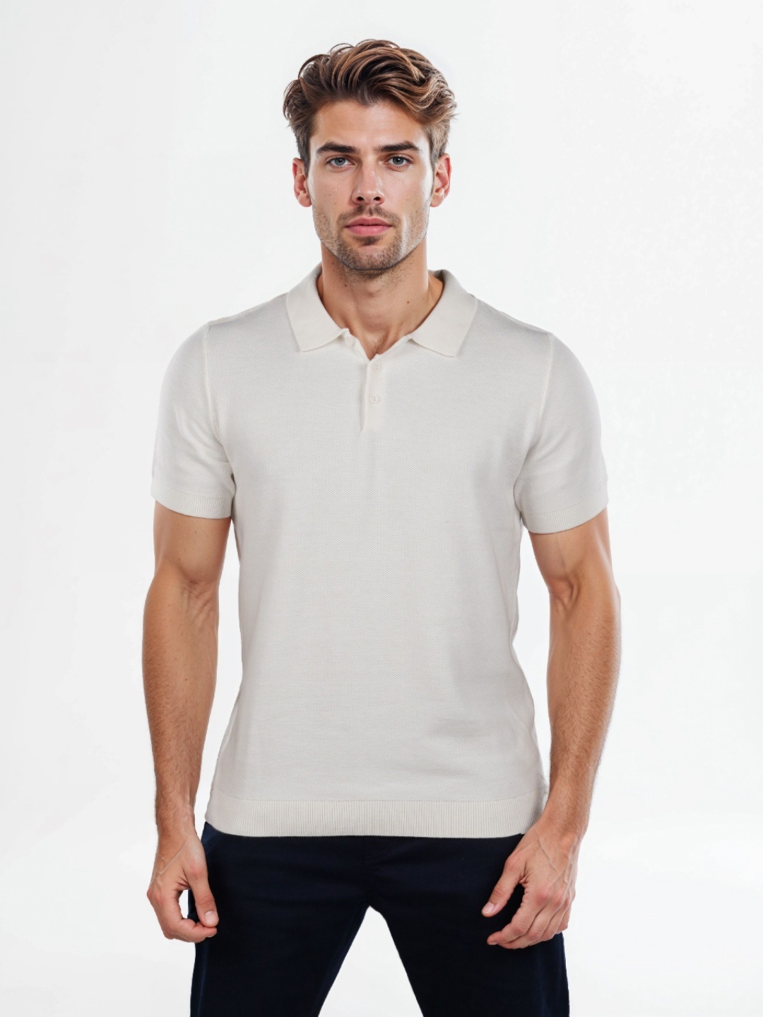 

Celio Men Self Design Polo Collar Cotton T-shirt, Beige