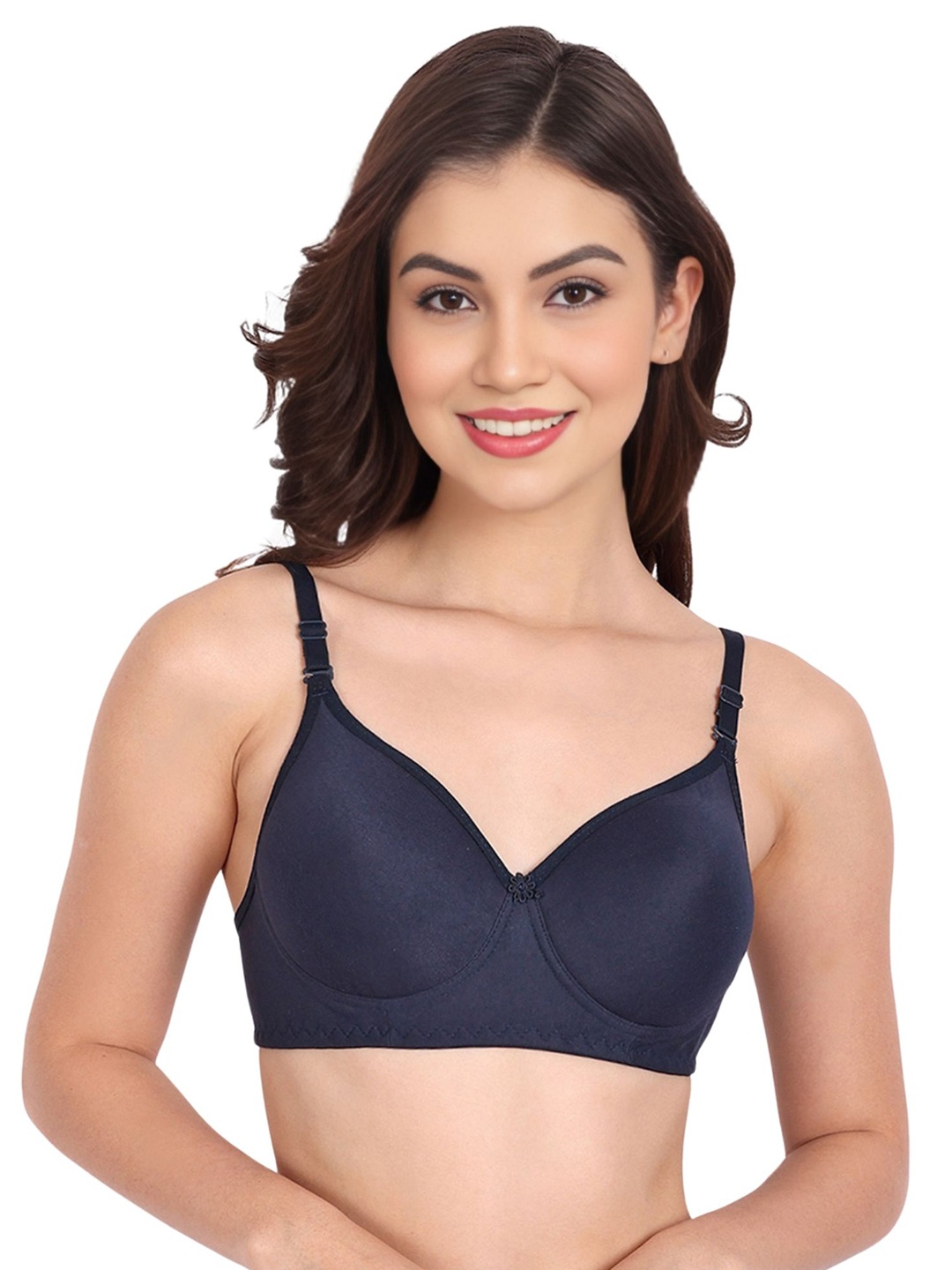 

Liigne Full Coverage Lightly Padded Cotton Bra, Navy blue