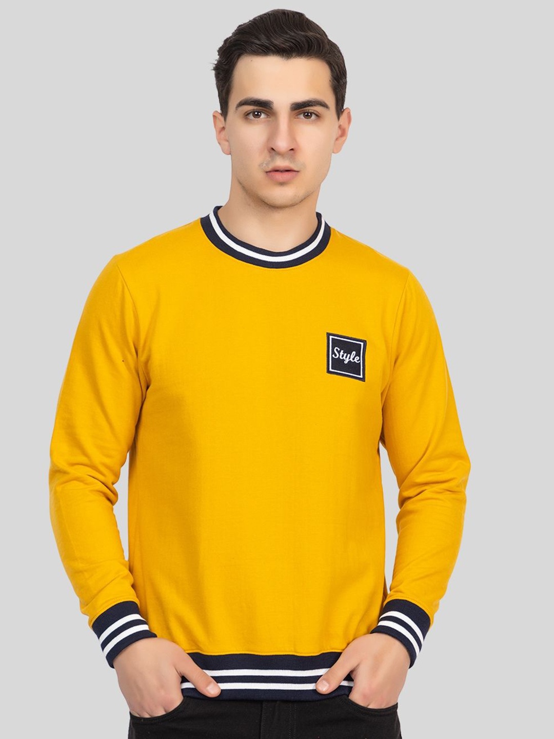 

PYRO SPIRIT Men Embroidered Sweatshirt, Mustard