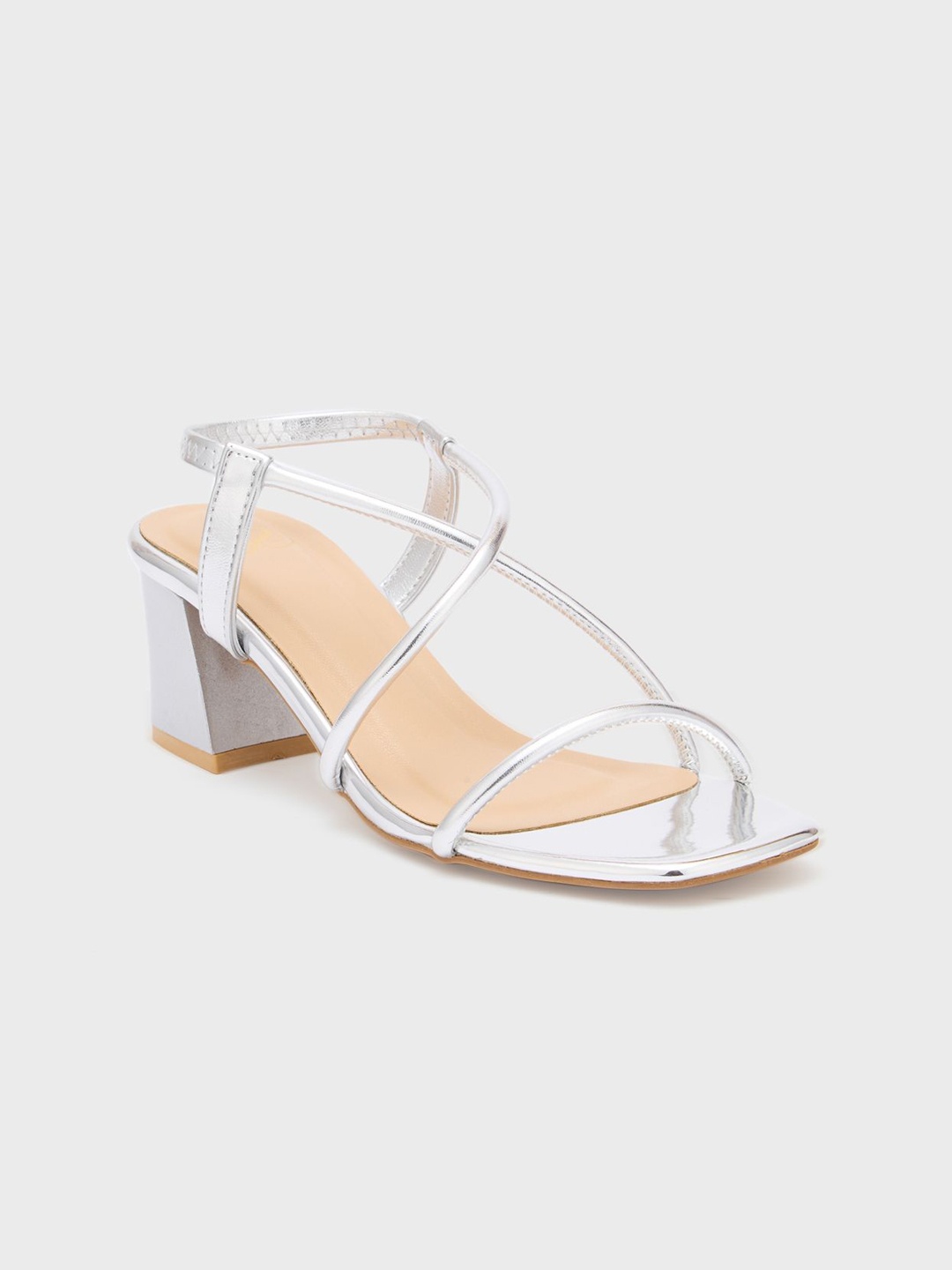 

Sole To Soul Block Sandals with Buckles, Silver