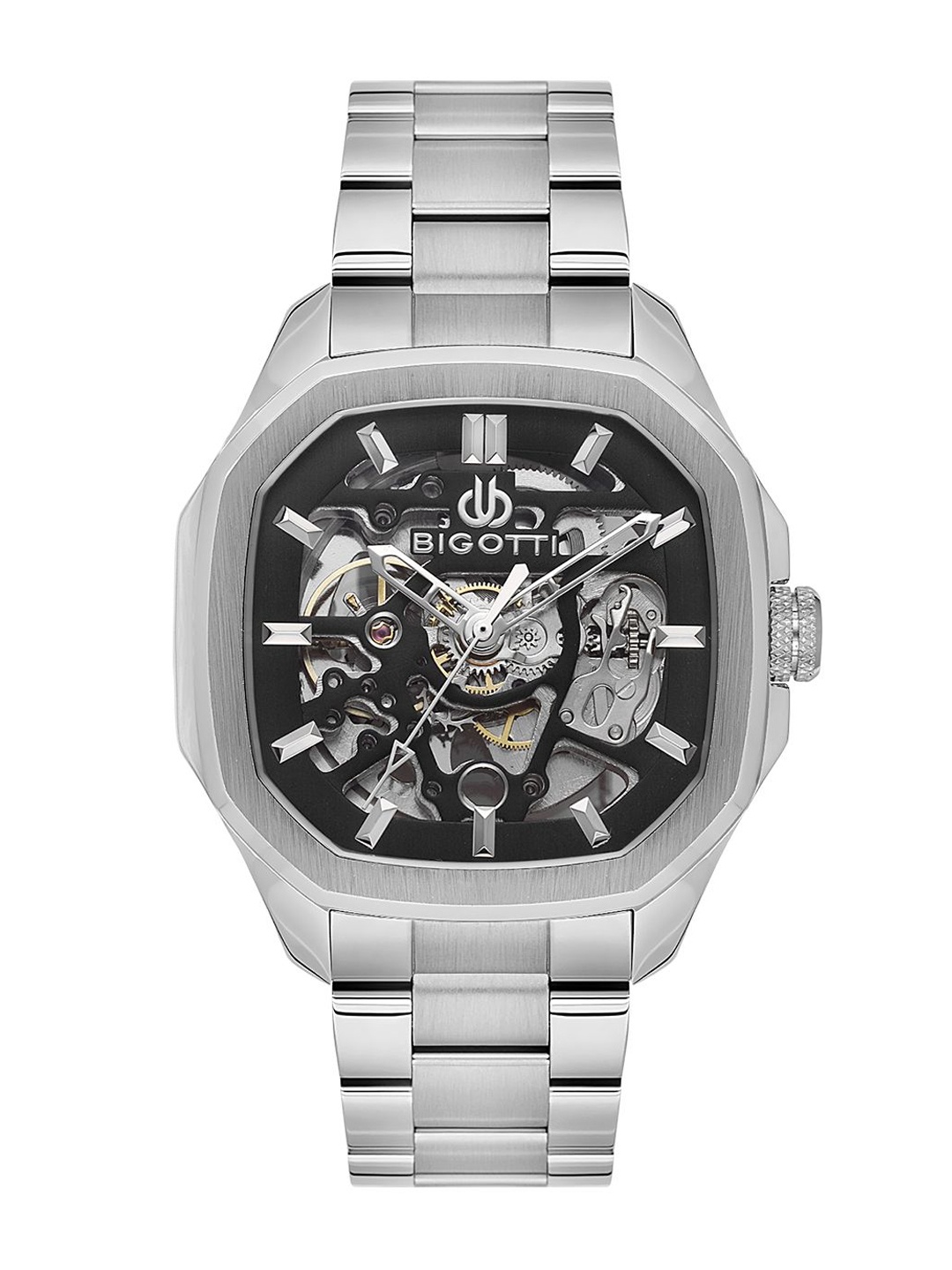 

BIGOTTI Men Skeleton Dial & Stainless Steel Bracelet Style Straps Analogue Watch BG.1.10596-2, Black