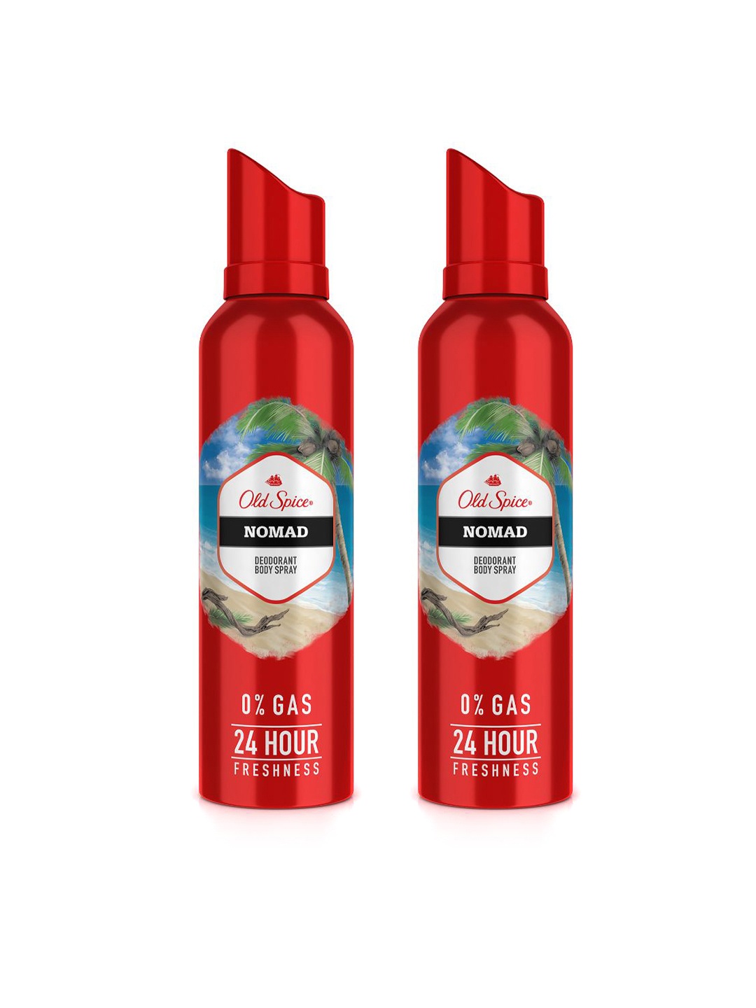 

Old Spice Men Set of 2 Nomad 0% Gas 24 Hour Freshness Deodorant Body Spray - 140 ml each, Red