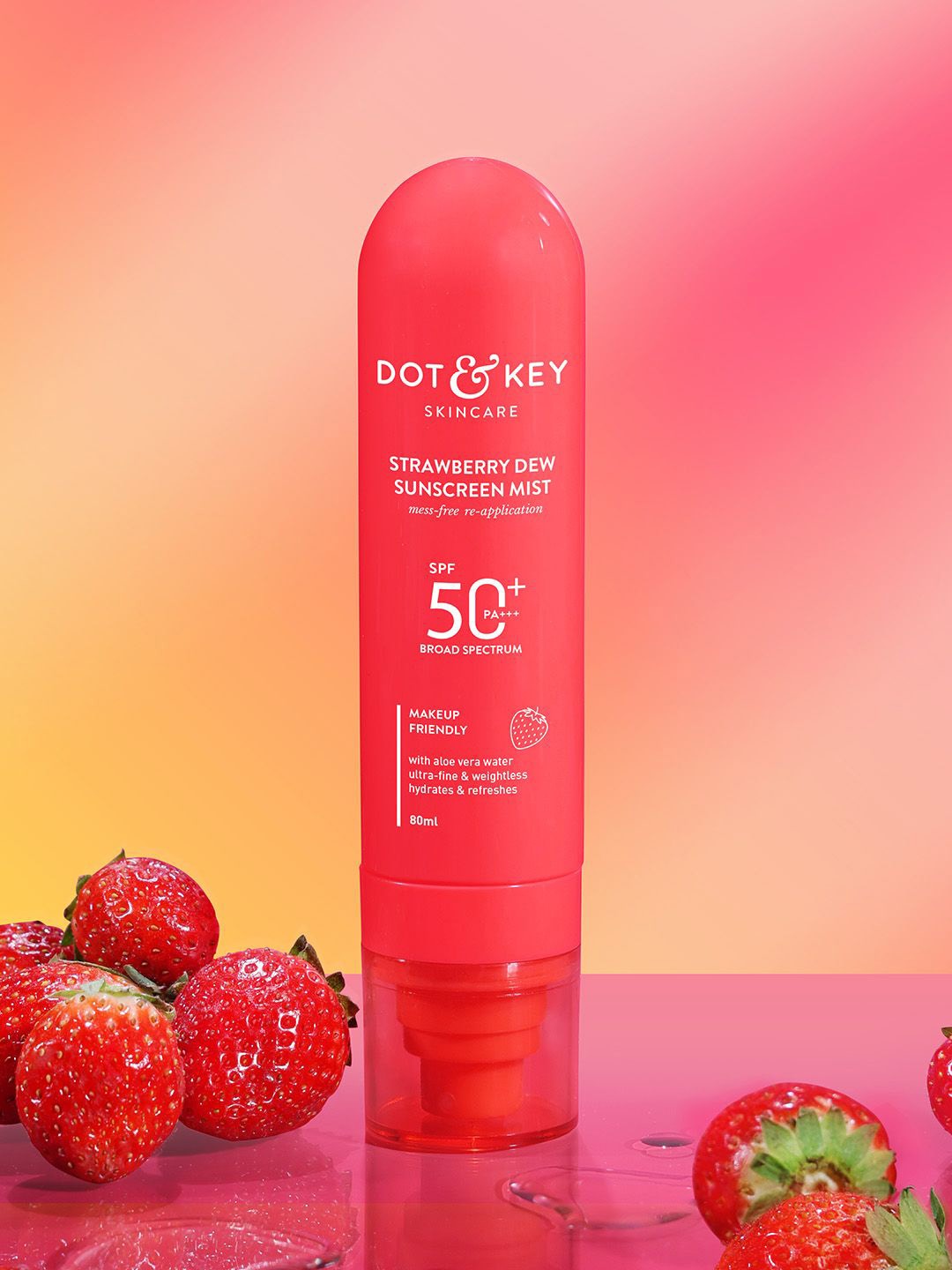 

DOT & KEY Strawberry Dew Sunscreen Mist SPF 50+ PA+++ - 80 ml, Transparent