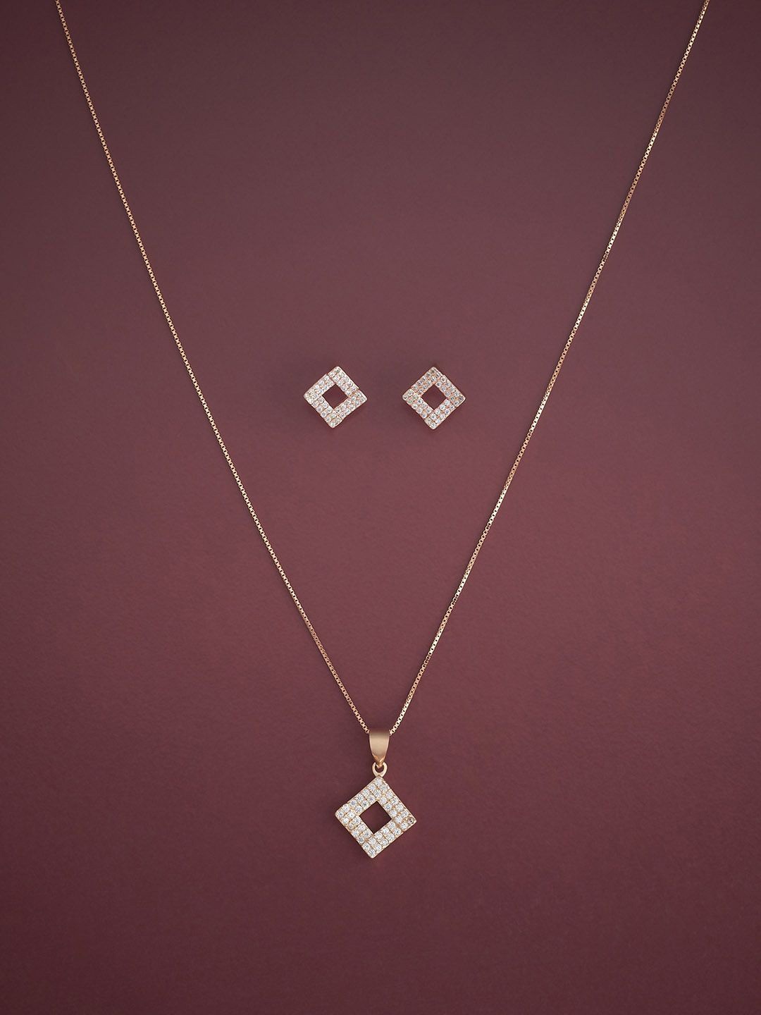 

Kushal's Fashion Jewellery Rose Gold-Plated Sterling Silver Zircon Jewellery Set