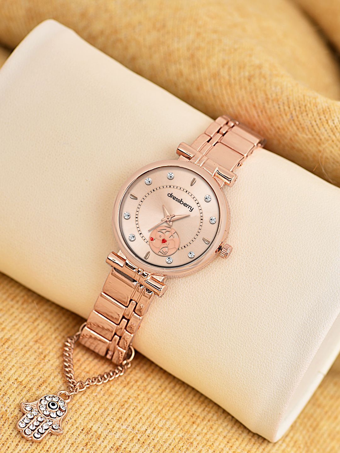 

DressBerry Women Watch With Charm Gift Set, Rose gold