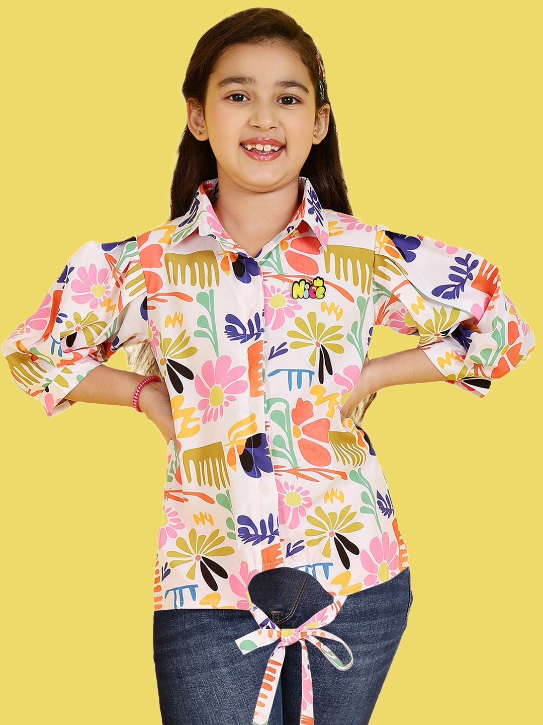 

Ishti Floral Print Shirt Style Top, Multi
