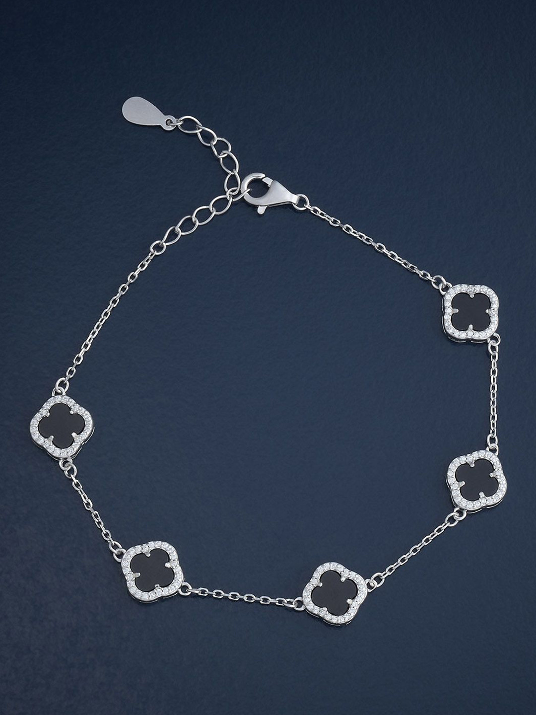 

Kushal's Fashion Jewellery 92.5 Sterling Silver Rhodium-Plated CZ Studded Link Bracelet