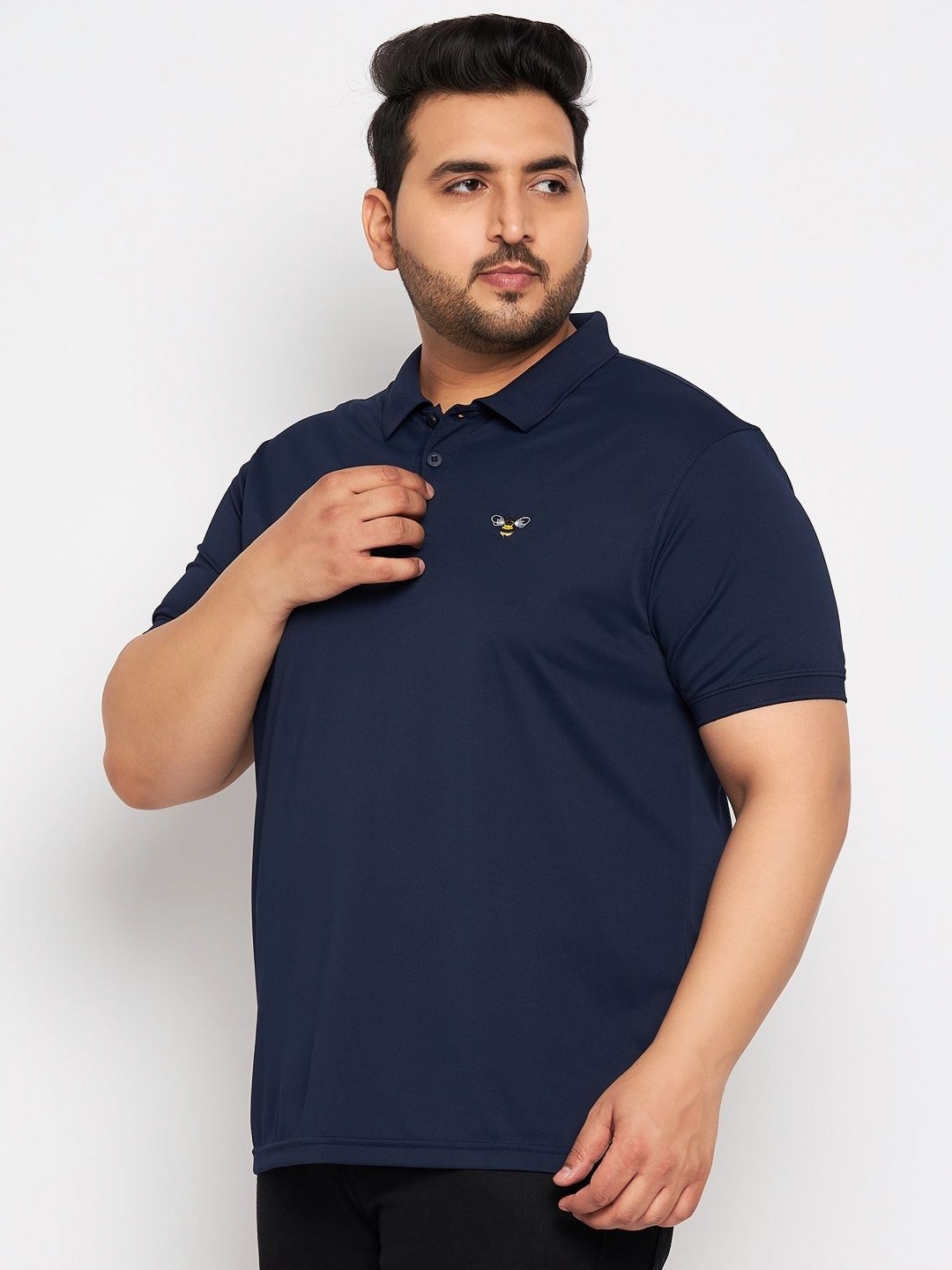 

AUXAMIS Men Polo Collar Pockets T-shirt, Navy blue