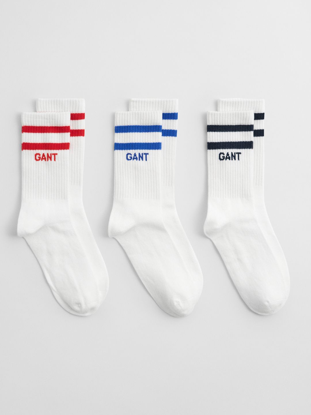 

GANT Boys Pack Of 3 Striped Ankle-Length Socks, White