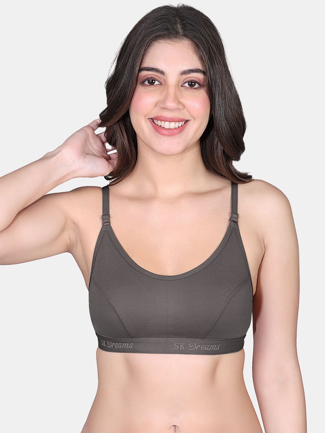

SKDREAMS Women Medium Coverage Non Padded Sports Bra, Brown