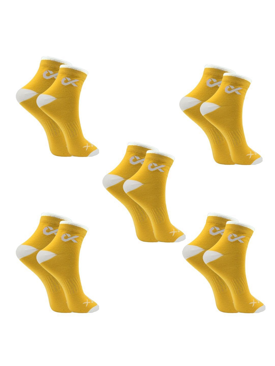 

Xjarvis Unisex Pack Of 5 Ankle-Length Socks, Yellow